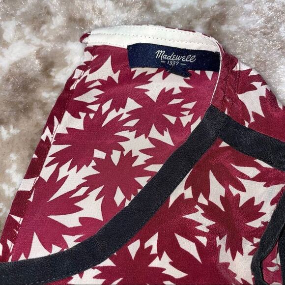 Madewell top/blouse 100% Silk Floral Canal Tank Pressed Flower Sz M Red/blue - Picture 9 of 10